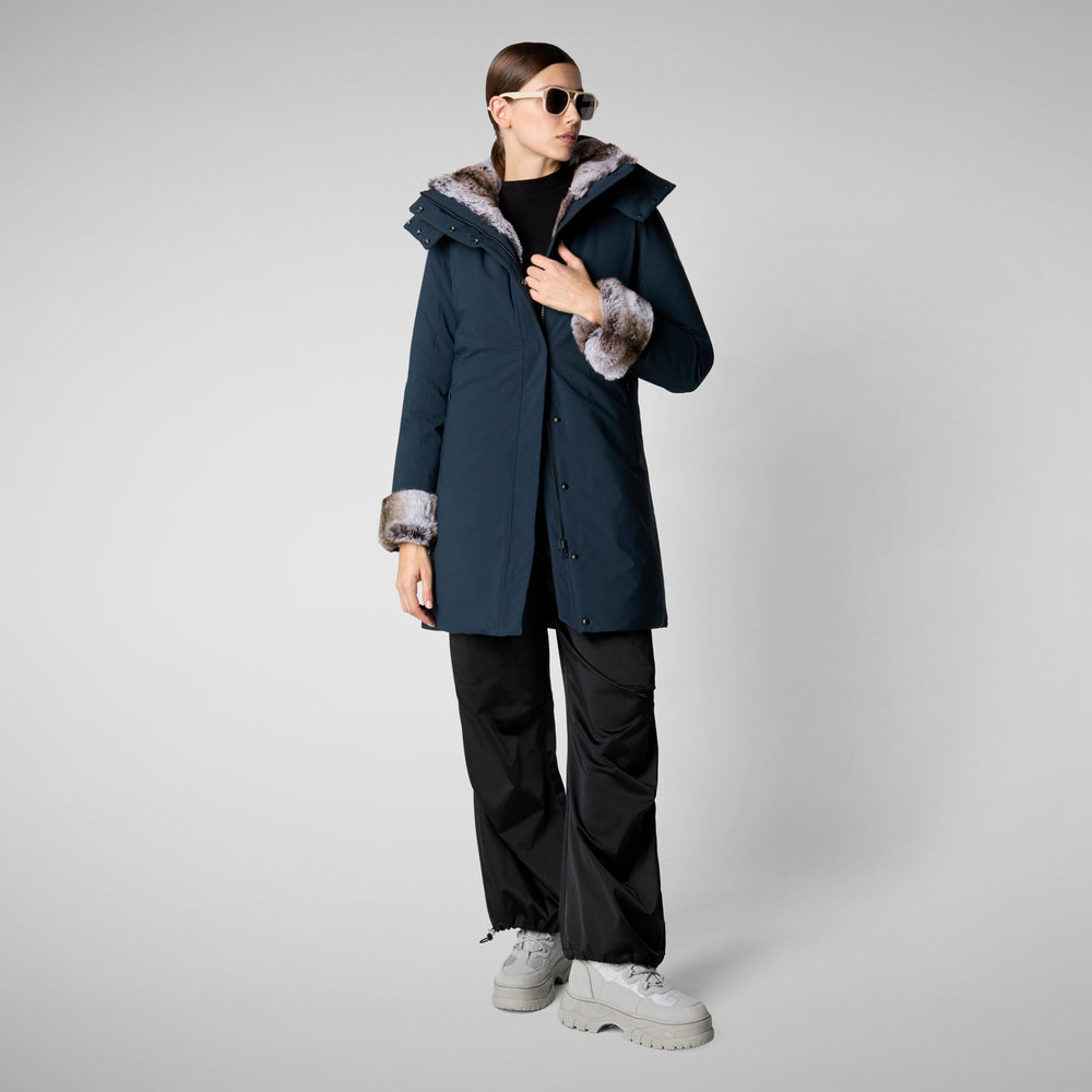 Save The Duck PARKA DONNA CON CAPPUCCIO SAMANTAH BLU NERO