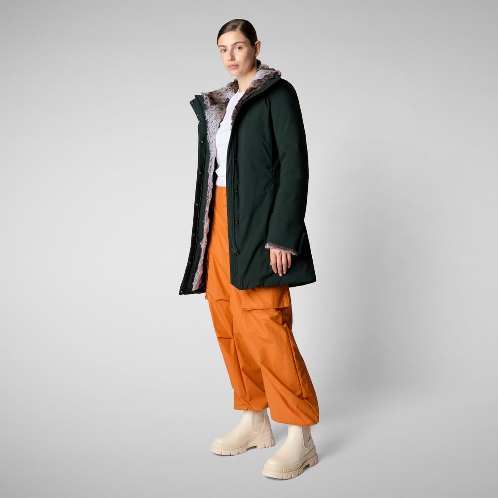 Save The Duck PARKA DONNA CON CAPPUCCIO SAMANTAH VERDE NERO