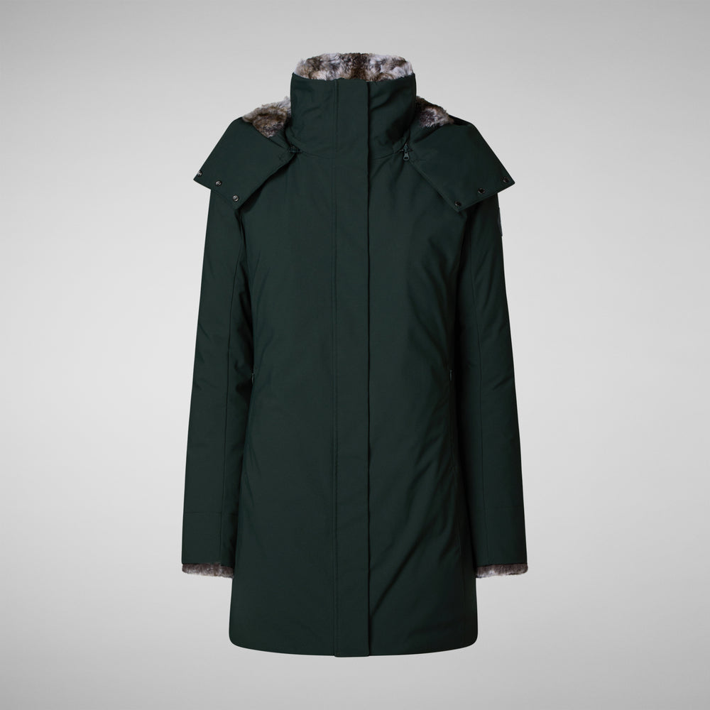 Save The Duck PARKA DONNA CON CAPPUCCIO SAMANTAH VERDE NERO
