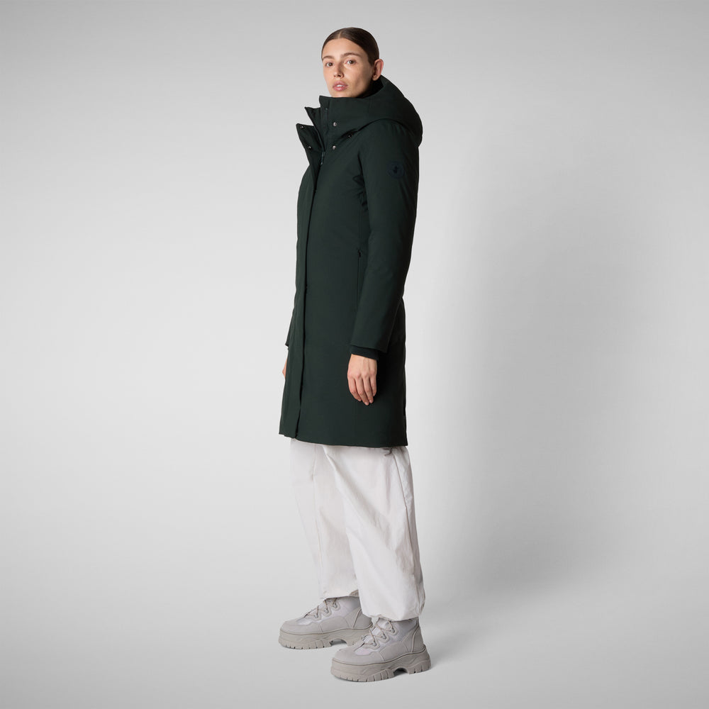 Save The Duck PARKA DONNA CON CAPPUCCIO SIENNA VERDE NERO