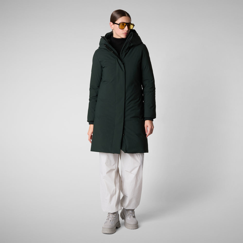 Save The Duck PARKA DONNA CON CAPPUCCIO SIENNA VERDE NERO