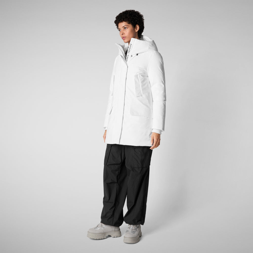 Save The Duck PARKA DONNA CON CAPPUCCIO SOLEIL WHITE