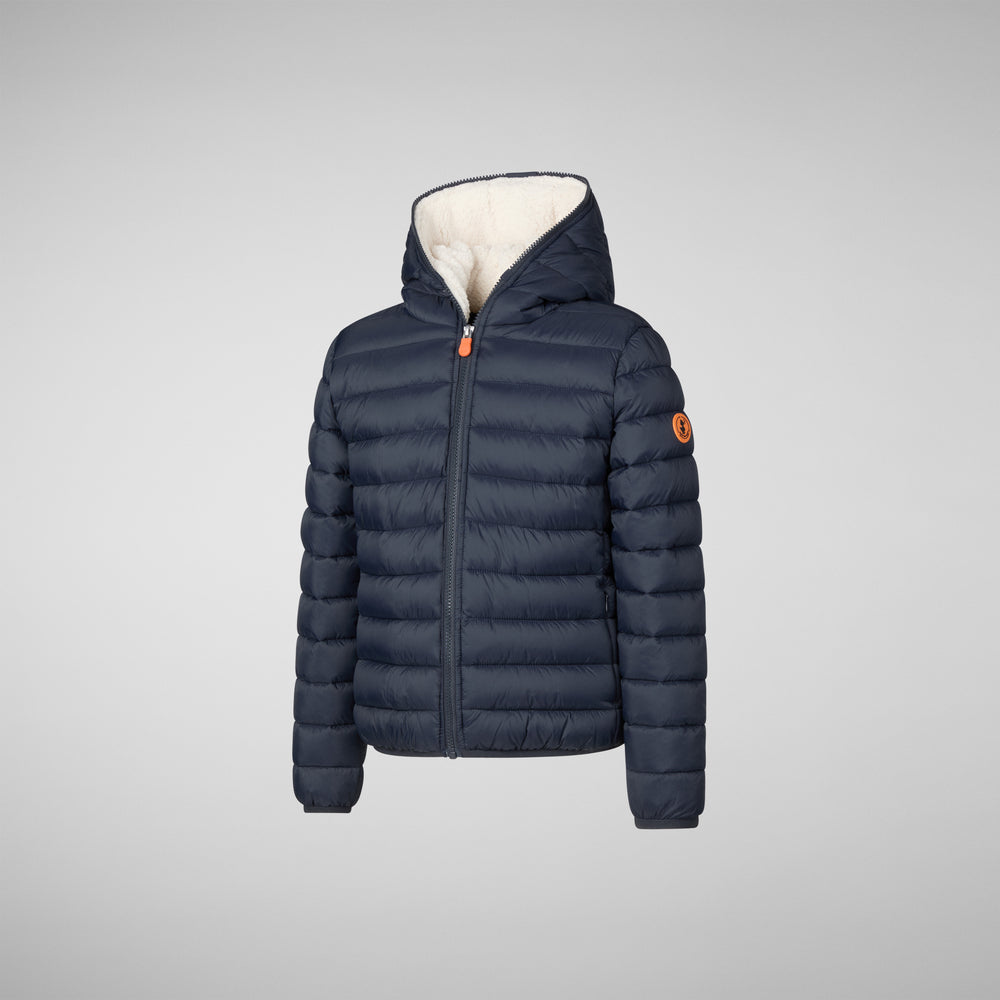 Save The Duck PIUMINO ANIMAL FREE BAMBINA LECI BLU NERO