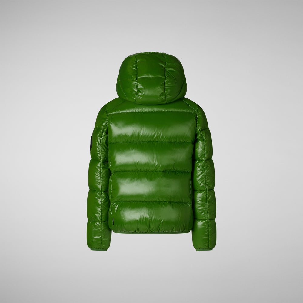 Save The Duck PIUMINO ANIMAL FREE BAMBINO KEEGAN VERDE ERBA WOLF PRINT