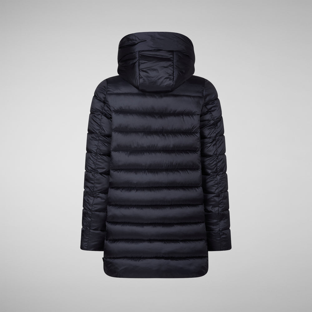 Save The Duck PIUMINO ANIMAL FREE CON CAPPUCCIO BAMBINA ORIANA BLU NERO