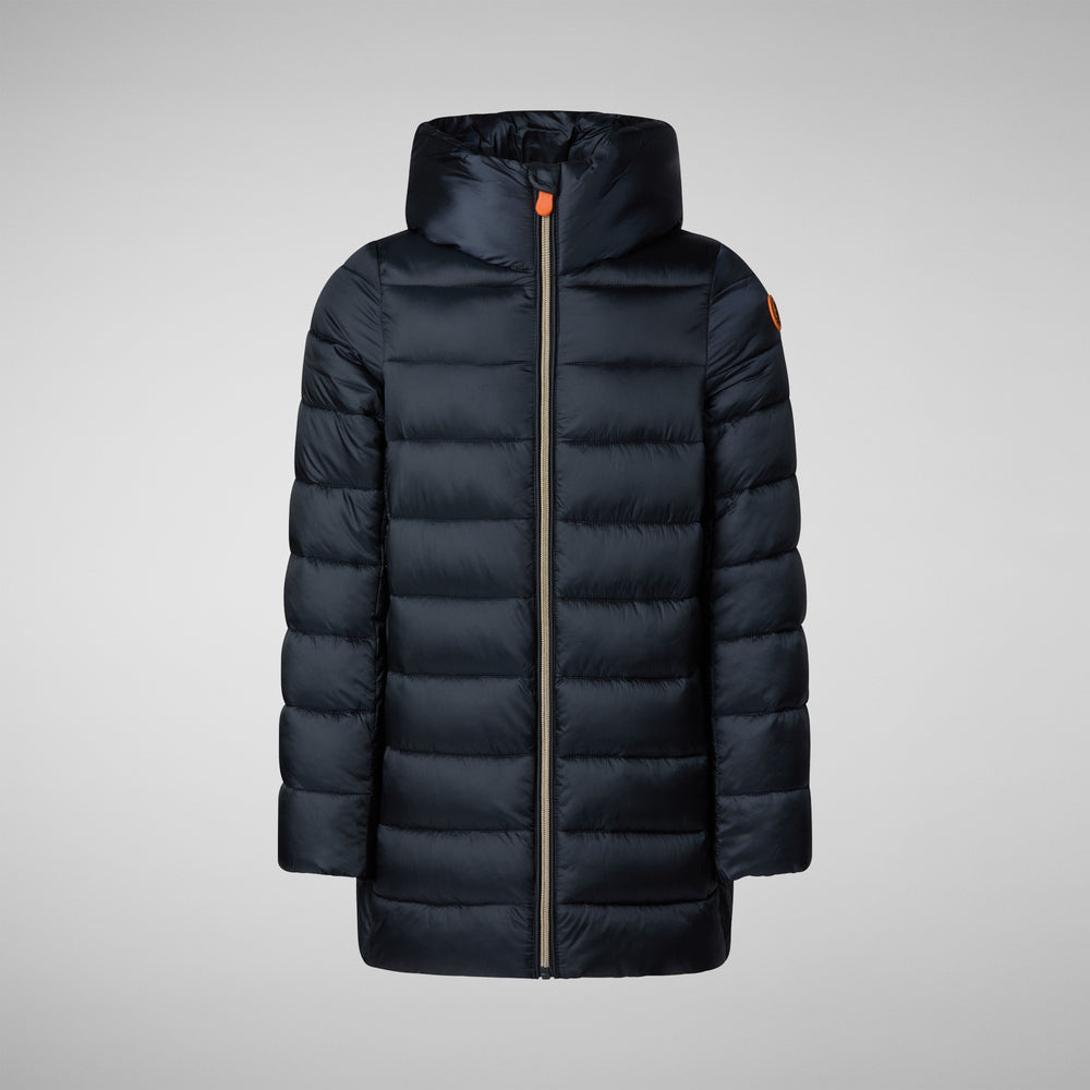 Save the duck PIUMINO ANIMAL FREE CON CAPPUCCIO BAMBINA ORIANA BLU NERO