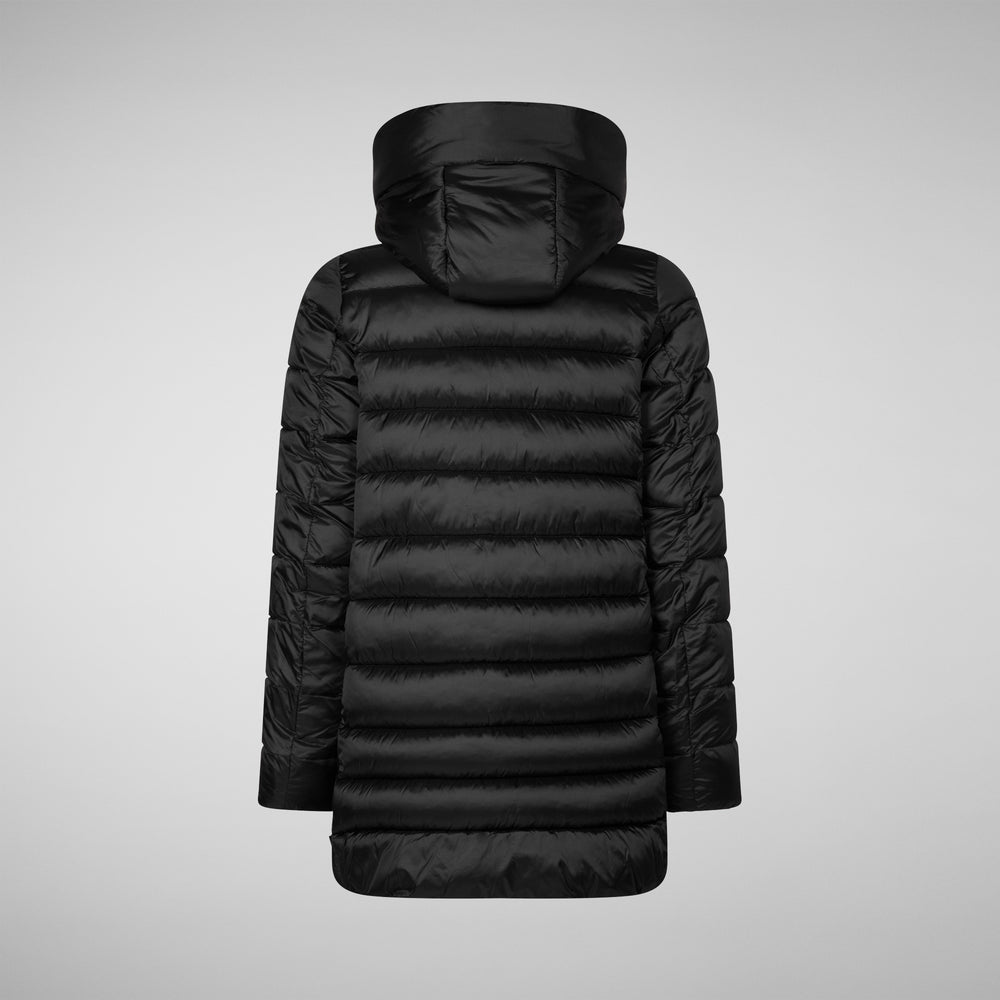 Save The Duck PIUMINO ANIMAL FREE CON CAPPUCCIO BAMBINA ORIANA NERO