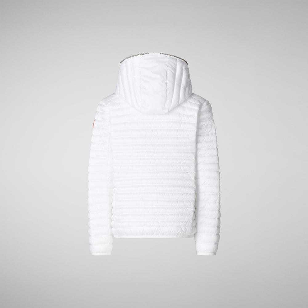 Save The Duck PIUMINO ANIMAL FREE CON CAPPUCCIO BAMBINA ROSY Bianco