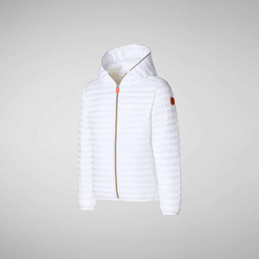 Save The Duck PIUMINO ANIMAL FREE CON CAPPUCCIO BAMBINA ROSY Bianco