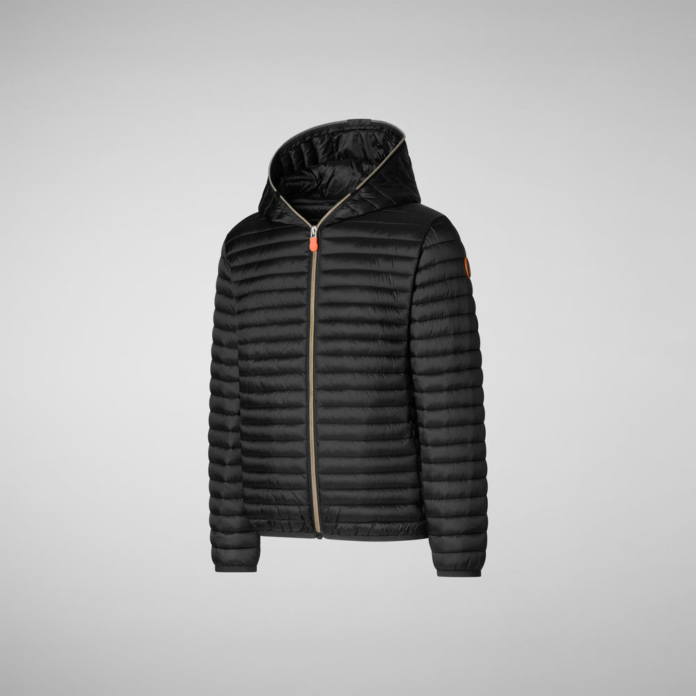 Save The Duck PIUMINO ANIMAL FREE CON CAPPUCCIO BAMBINA ROSY Nero