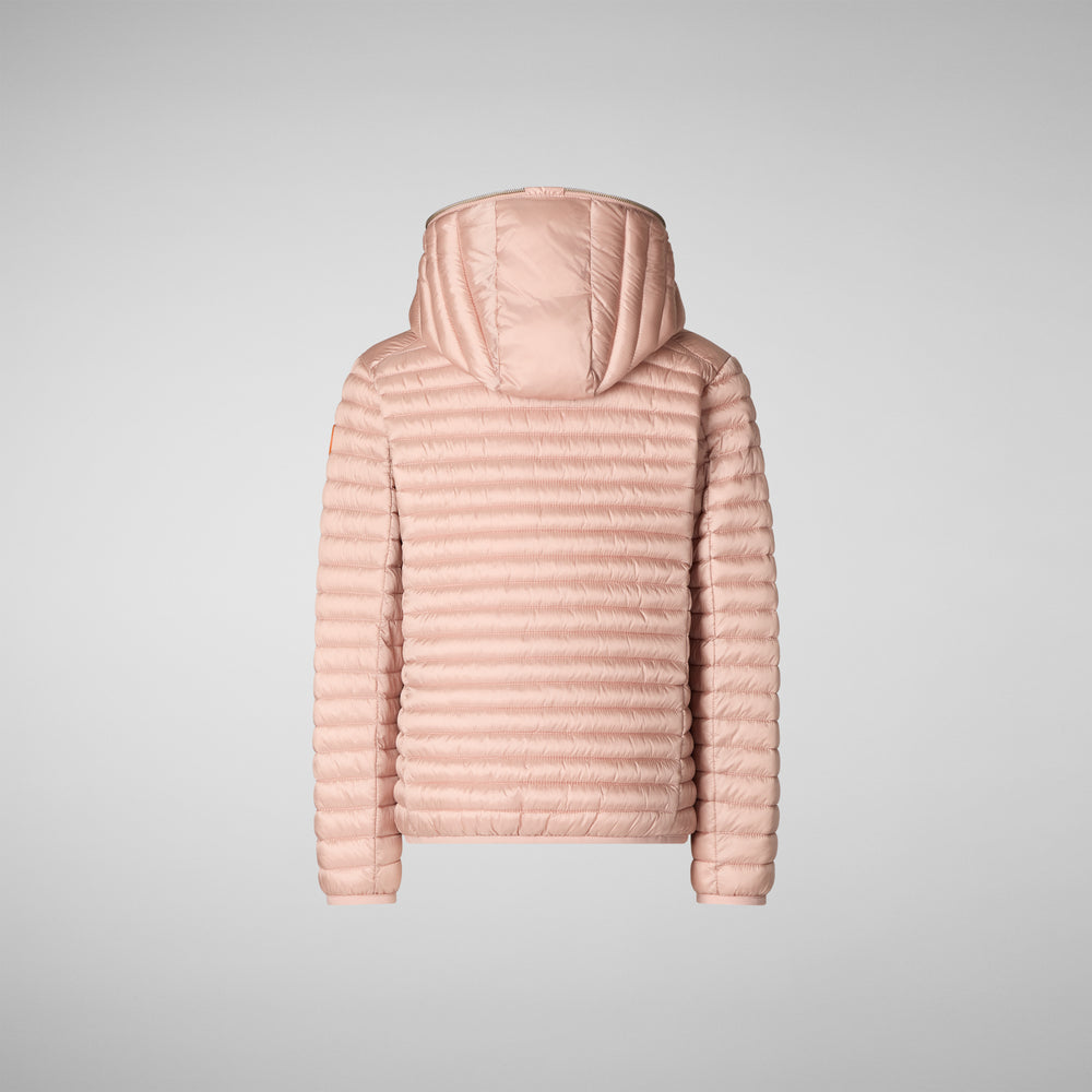 Save The Duck PIUMINO ANIMAL FREE CON CAPPUCCIO BAMBINA ROSY Rosa Cipria