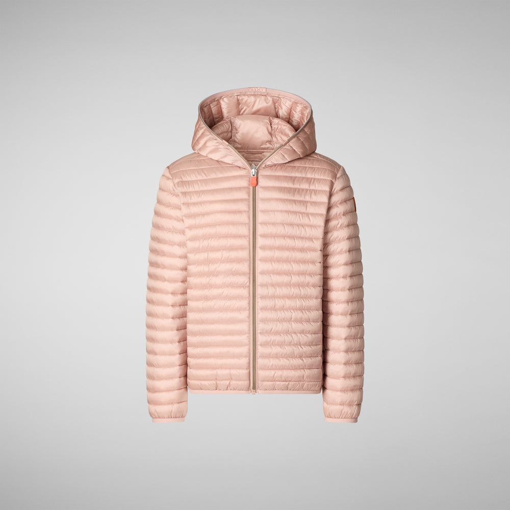 Save the duck PIUMINO ANIMAL FREE CON CAPPUCCIO BAMBINA ROSY rosa cipria