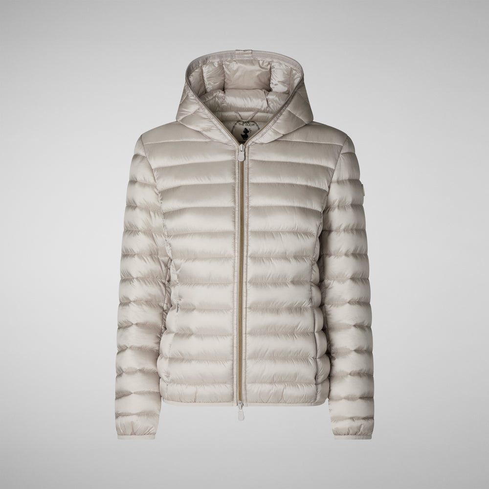 Save The Duck PIUMINO ANIMAL FREE CON CAPPUCCIO DONNA ALEXIS RAINY BEIGE