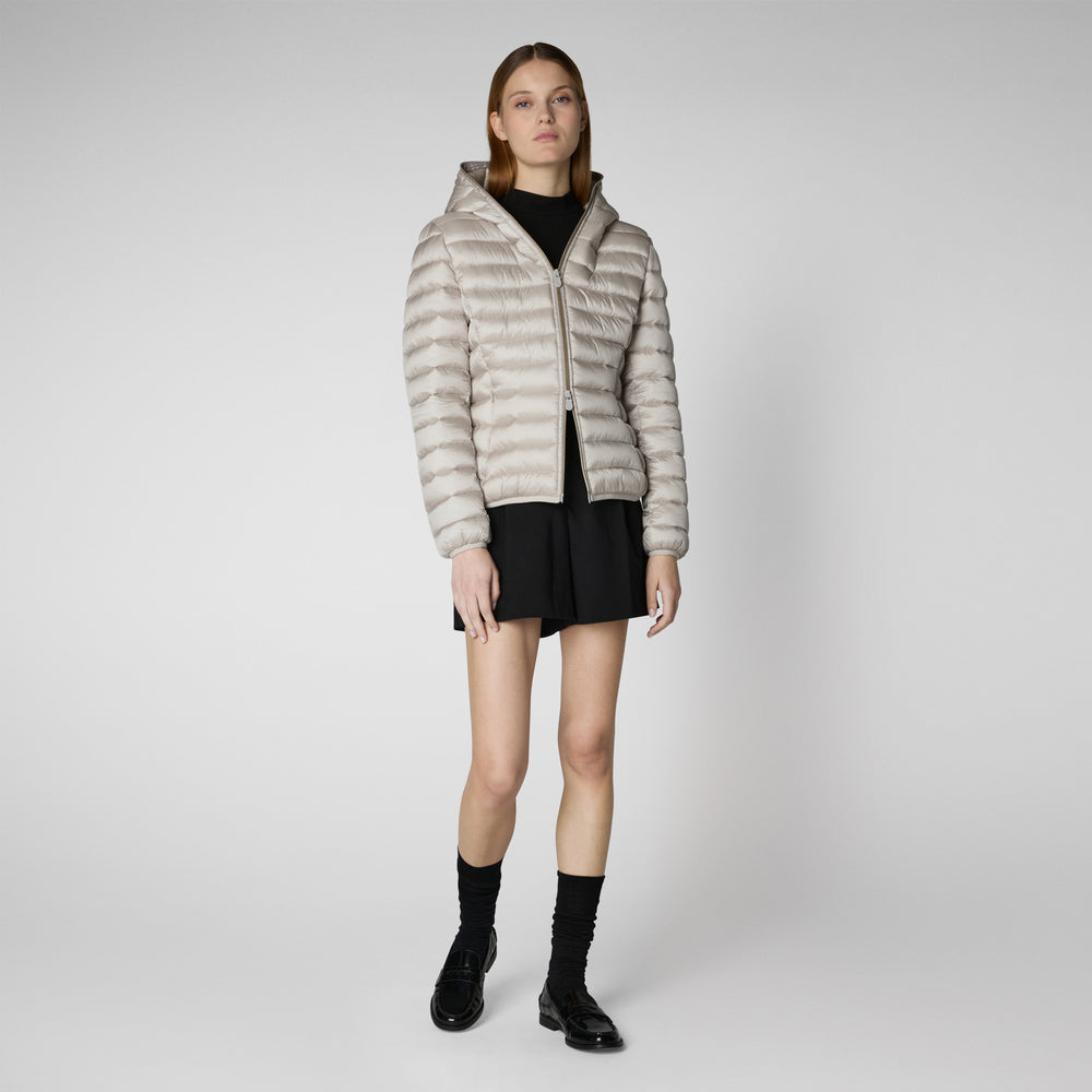 Save the duck PIUMINO ANIMAL FREE CON CAPPUCCIO DONNA ALEXIS RAINY BEIGE