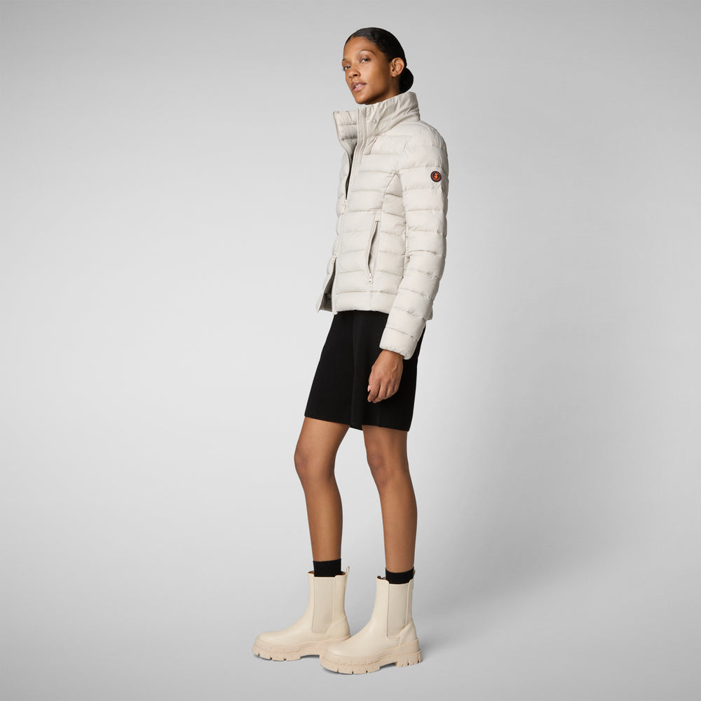 Save The Duck PIUMINO ANIMAL FREE CON CAPPUCCIO DONNA AMELIE BEIGE CHIARO