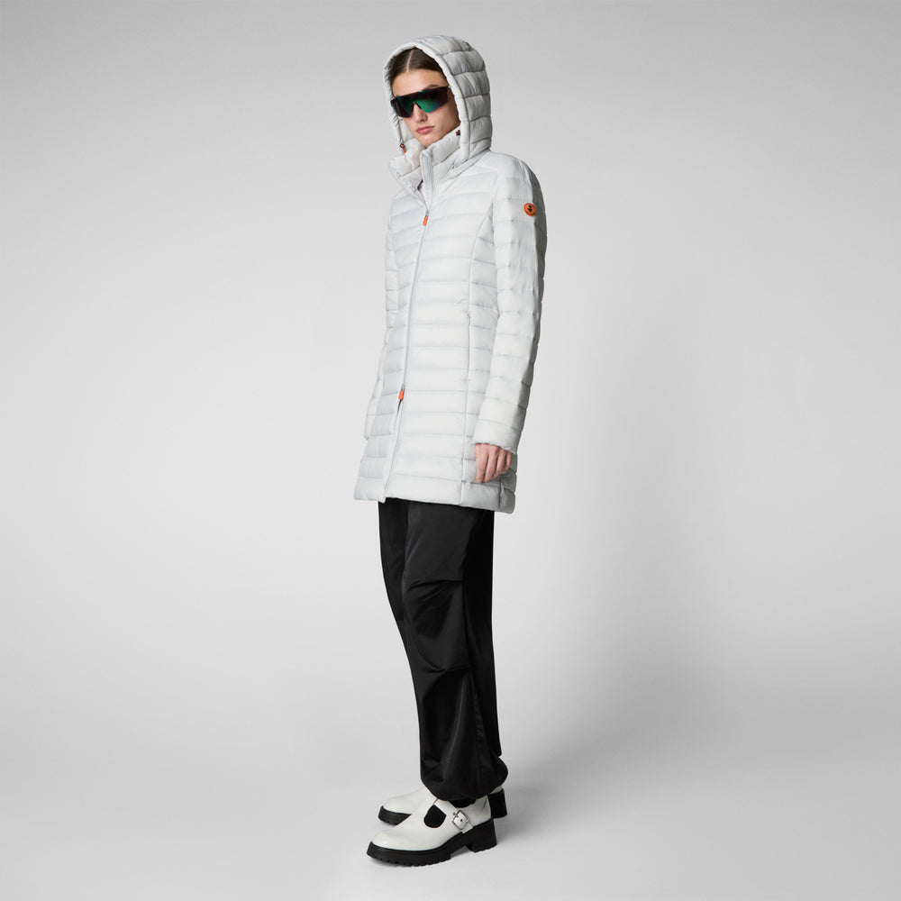 Save The Duck PIUMINO ANIMAL FREE CON CAPPUCCIO DONNA CAROL GRIGIO GHIACCIO