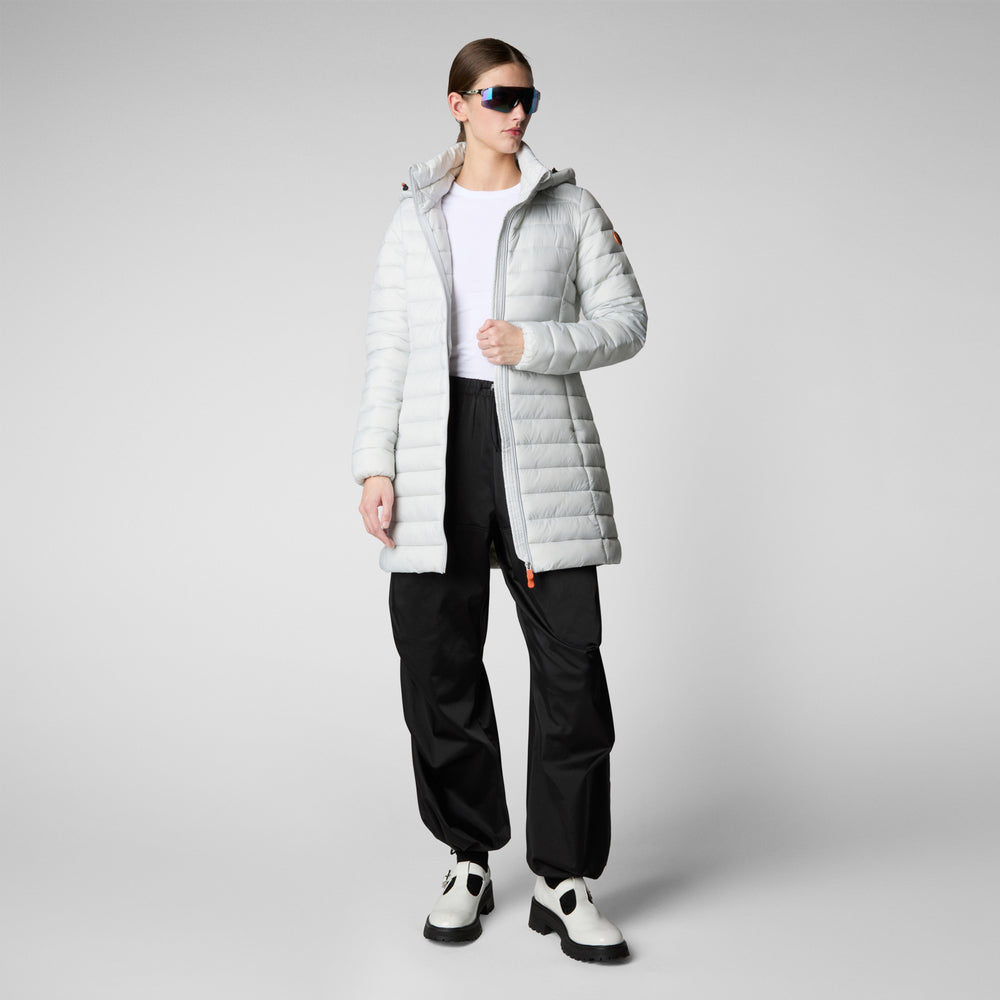 Save The Duck PIUMINO ANIMAL FREE CON CAPPUCCIO DONNA CAROL GRIGIO GHIACCIO