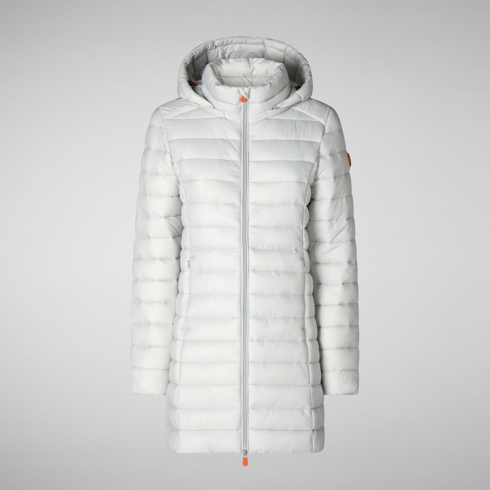 Save The Duck PIUMINO ANIMAL FREE CON CAPPUCCIO DONNA CAROL GRIGIO GHIACCIO