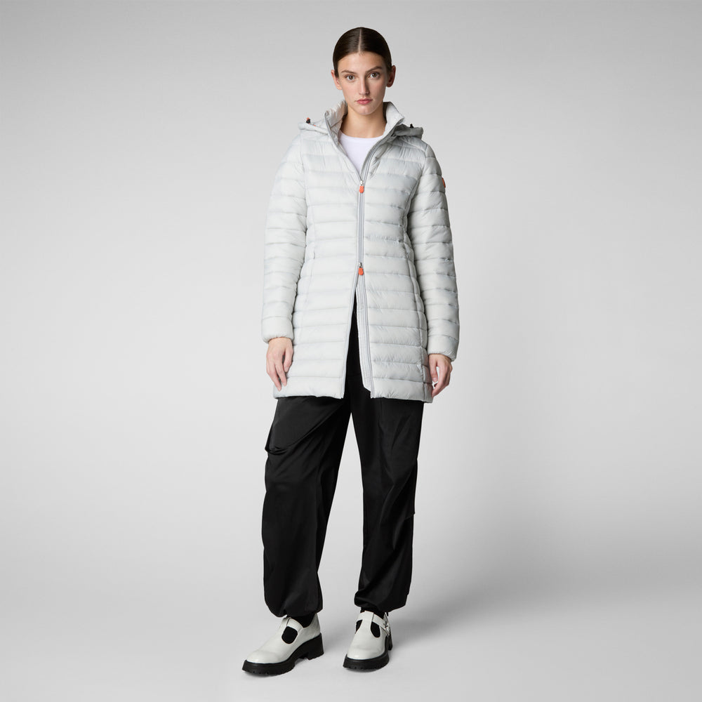 Save the duck PIUMINO ANIMAL FREE CON CAPPUCCIO DONNA CAROL GRIGIO GHIACCIO