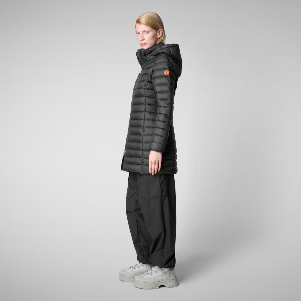 Save The Duck PIUMINO ANIMAL FREE CON CAPPUCCIO DONNA CAROL NERO