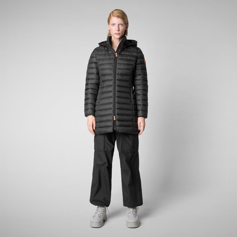 Save the duck PIUMINO ANIMAL FREE CON CAPPUCCIO DONNA CAROL NERO