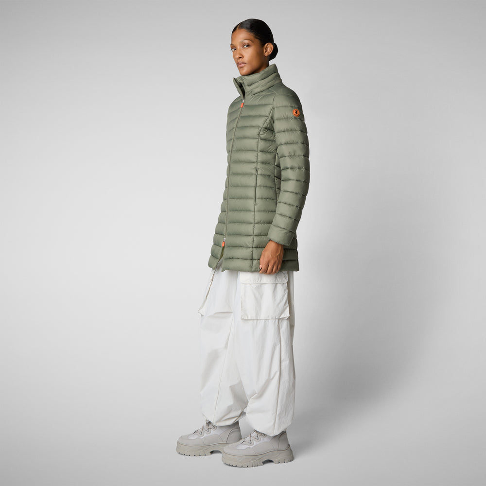 Save The Duck PIUMINO ANIMAL FREE CON CAPPUCCIO DONNA CAROL VERDE PALUDE