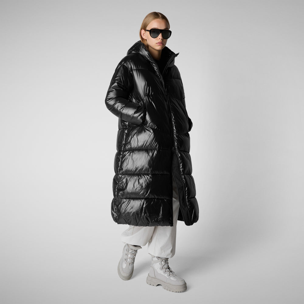 Save The Duck PIUMINO ANIMAL FREE CON CAPPUCCIO DONNA CLARICE NERO