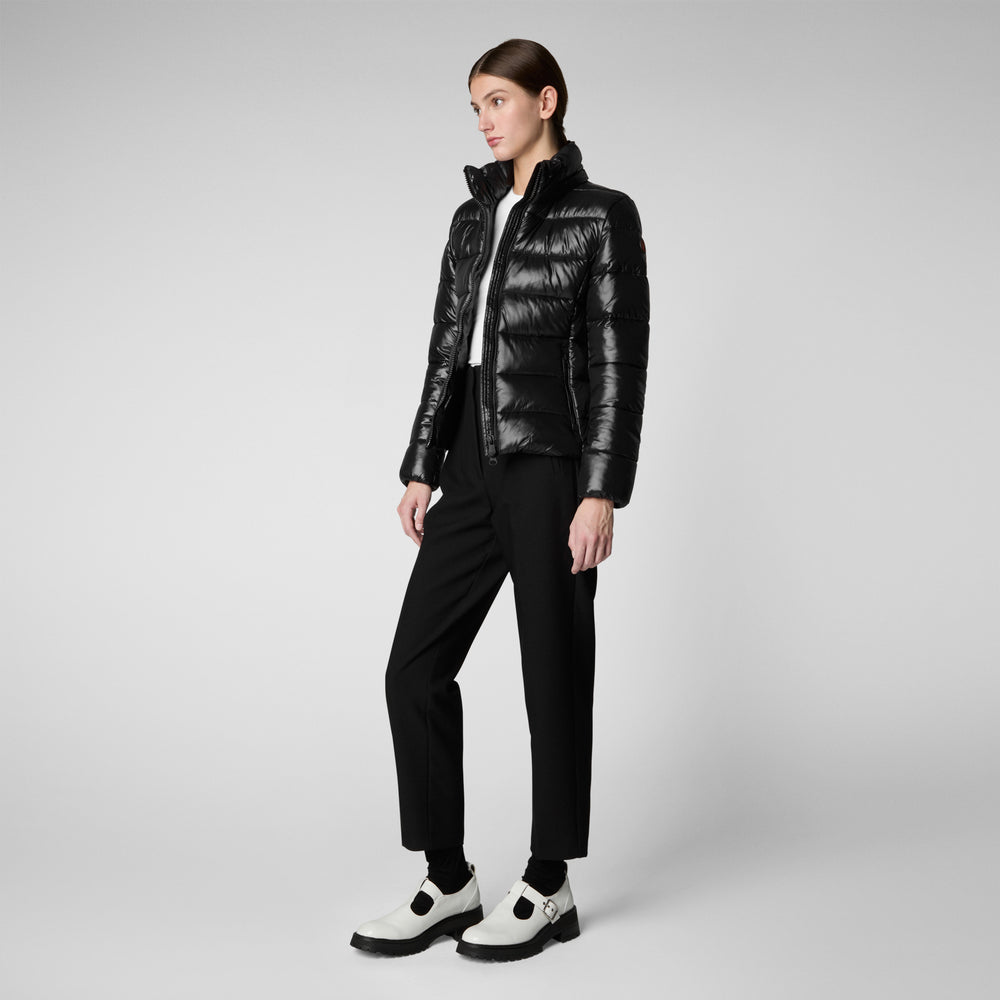 Save The Duck PIUMINO ANIMAL FREE CON CAPPUCCIO DONNA COSMARY NERO