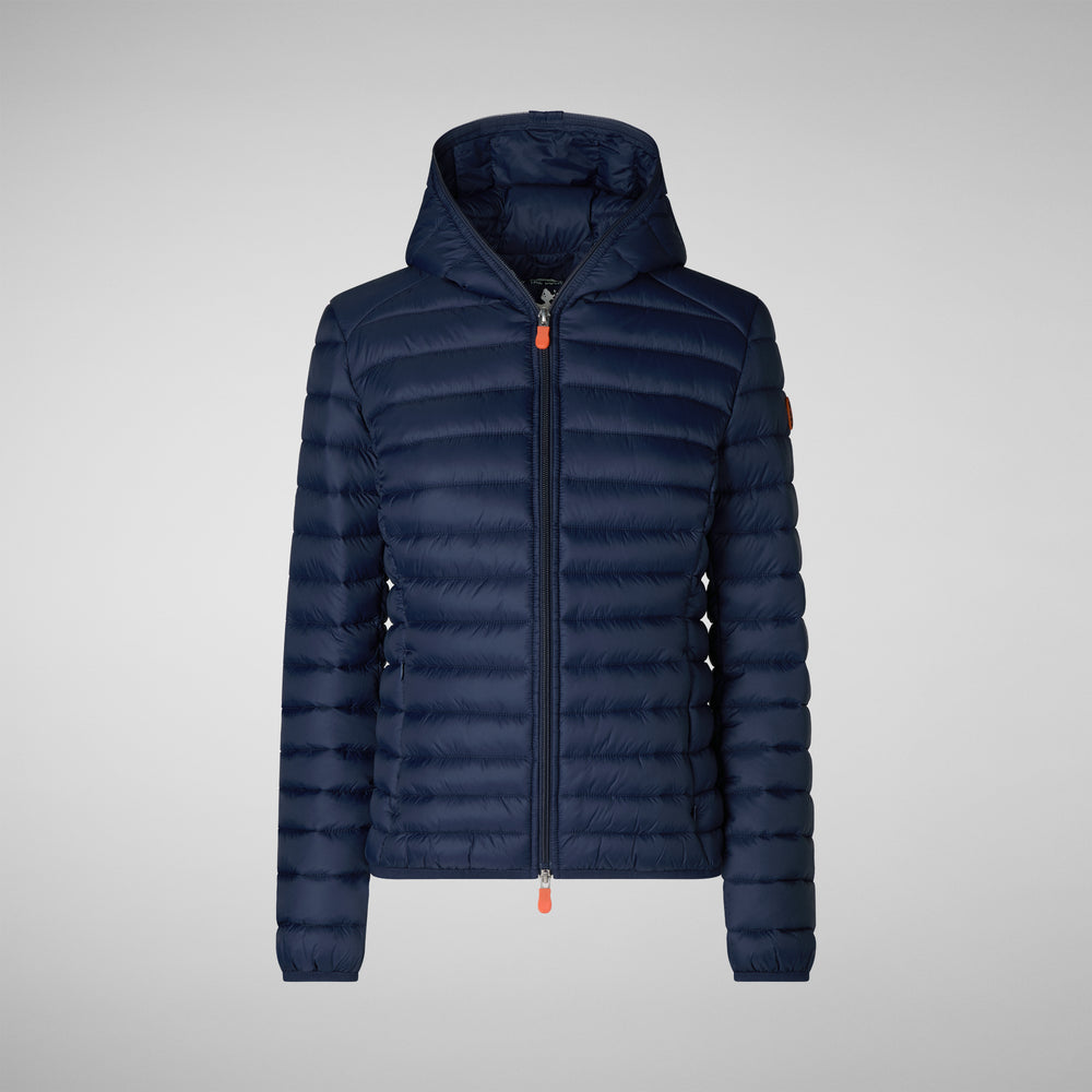 Save The Duck Piumino Animal Free Con Cappuccio Donna Daisy Blu Navy