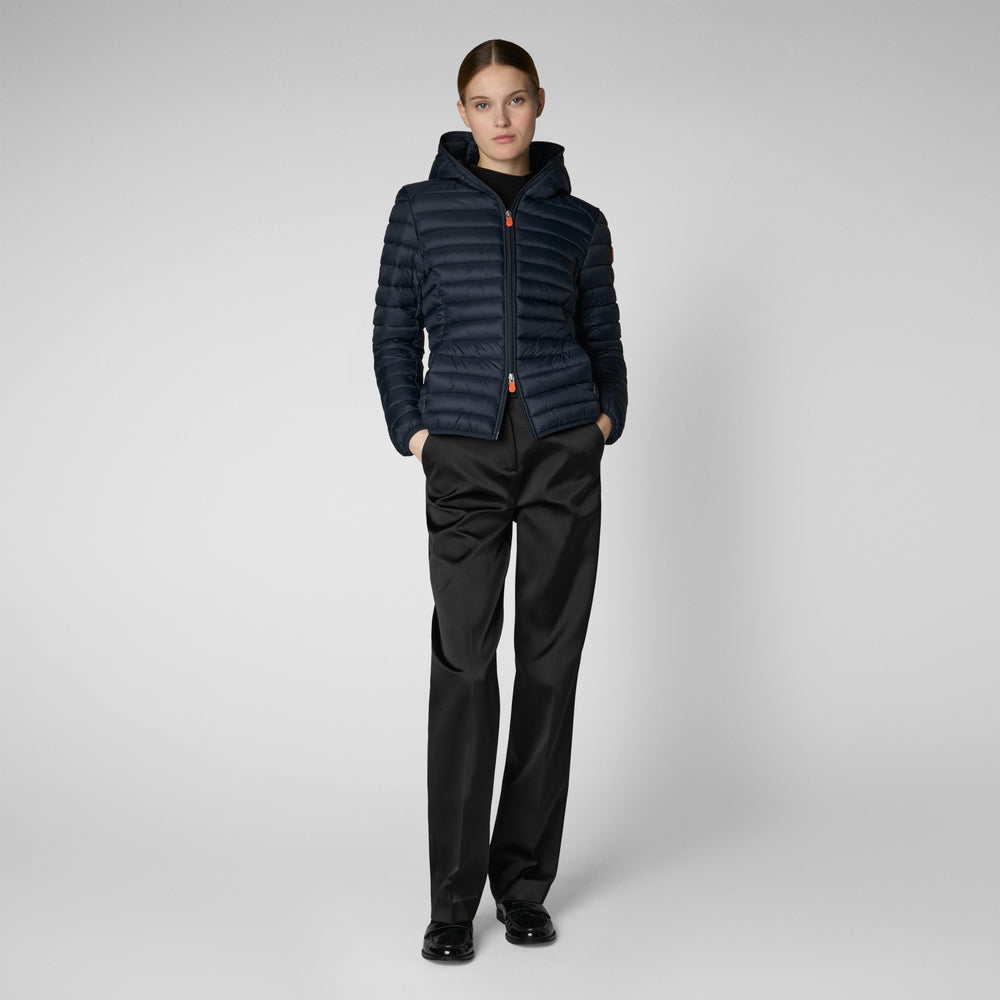 Save the duck PIUMINO ANIMAL FREE CON CAPPUCCIO DONNA DAISY BLU NERO