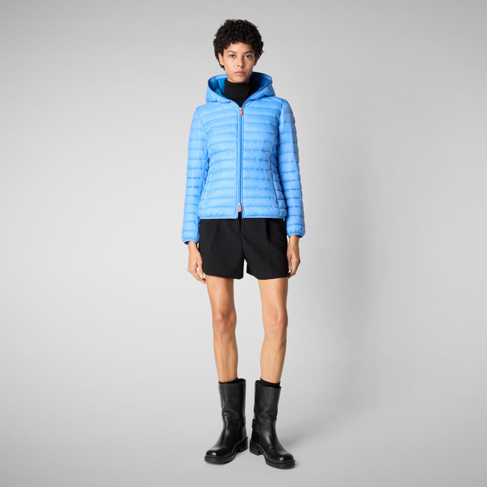 Save the duck PIUMINO ANIMAL FREE CON CAPPUCCIO DONNA DAISY BLU CERULEO