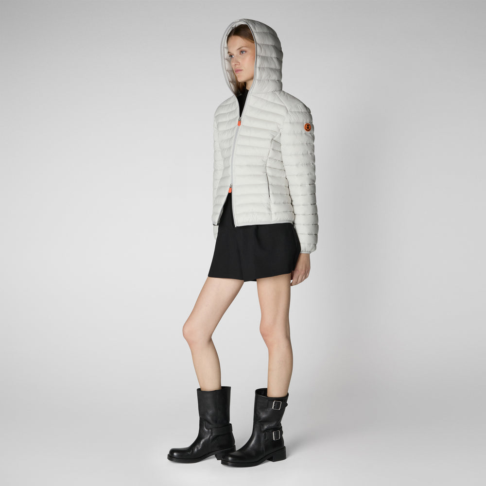 Save The Duck PIUMINO ANIMAL FREE CON CAPPUCCIO DONNA DAISY GRIGIO GHIACCIO