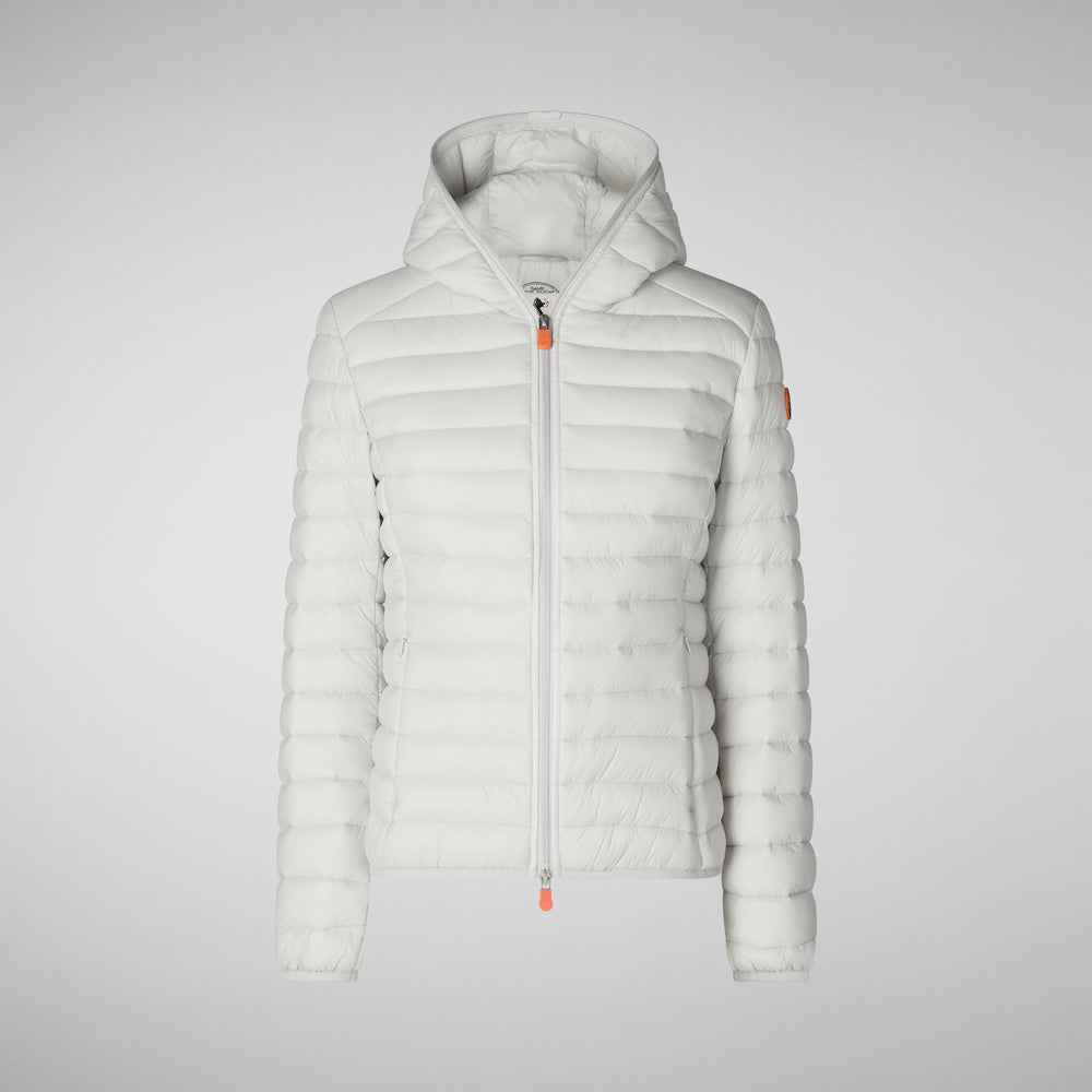 Save The Duck PIUMINO ANIMAL FREE CON CAPPUCCIO DONNA DAISY GRIGIO GHIACCIO