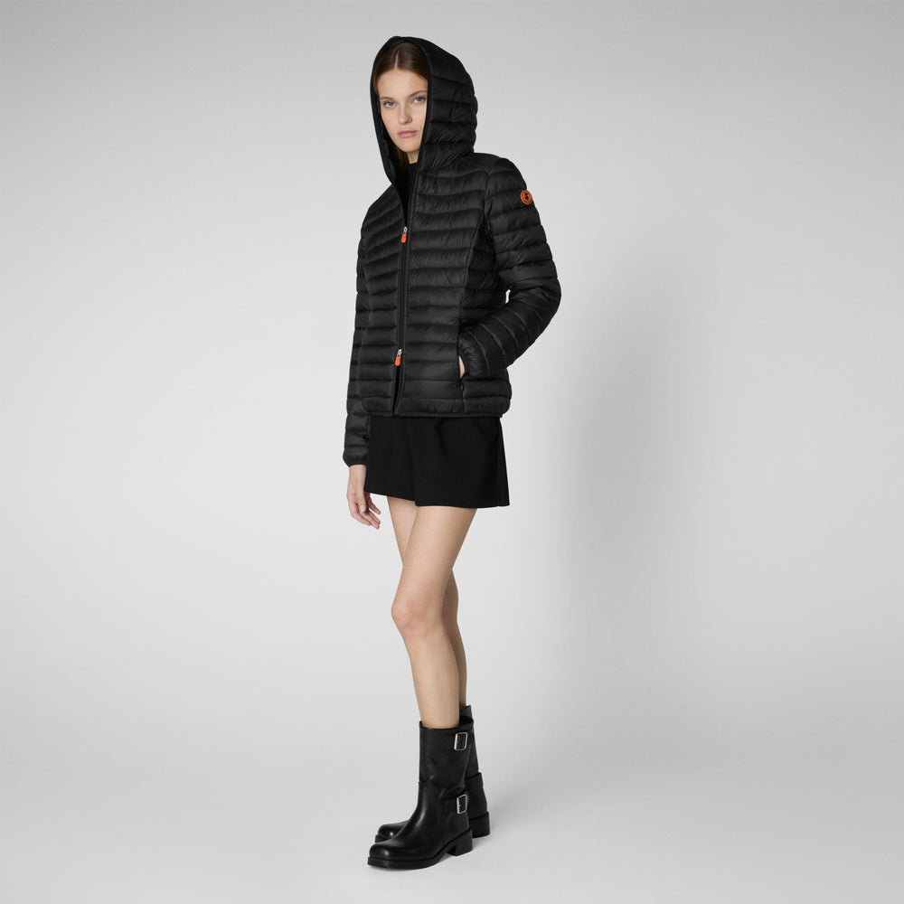 Save The Duck Piumino Animal Free Con Cappuccio Donna Daisy Nero