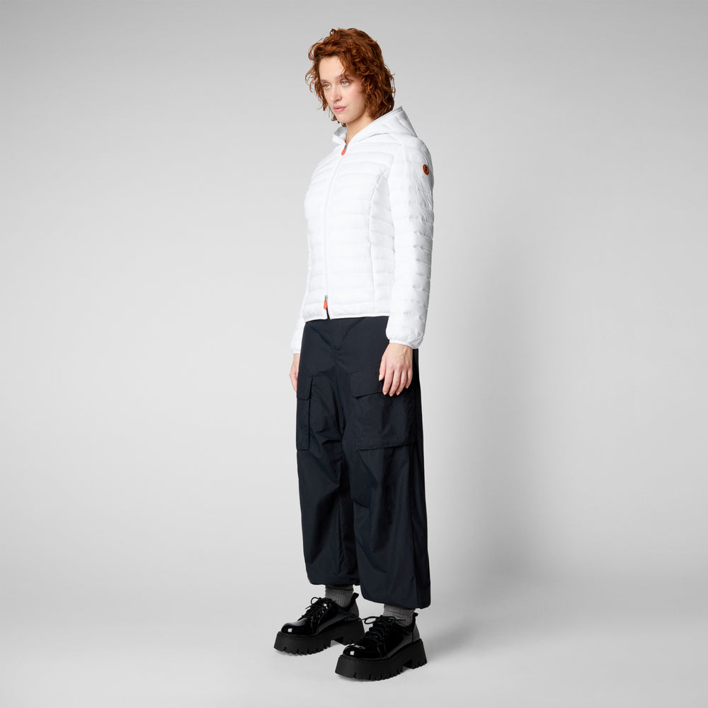 Save The Duck Piumino Animal Free Con Cappuccio Donna Daisy Off Bianco