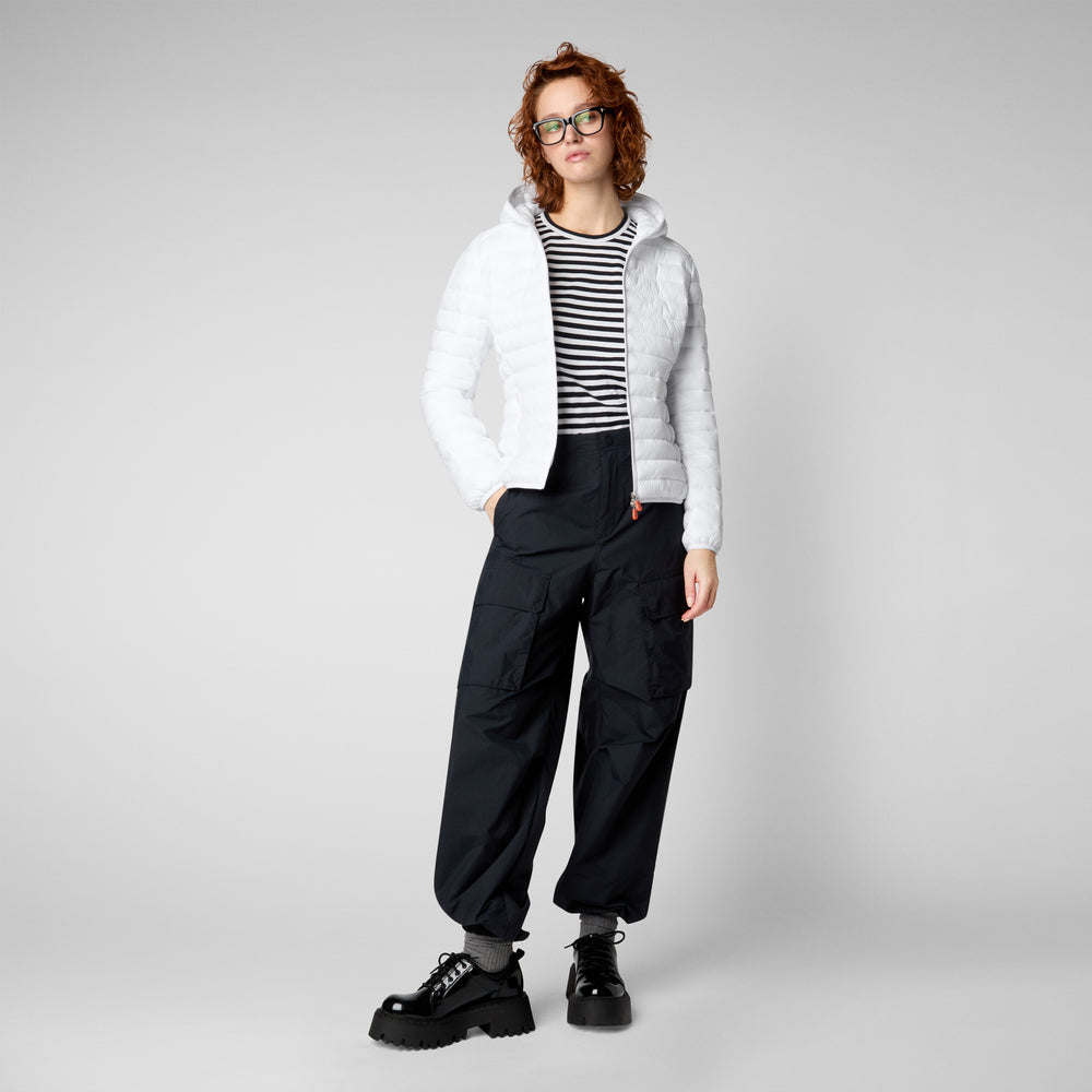 Save The Duck Piumino Animal Free Con Cappuccio Donna Daisy Off Bianco