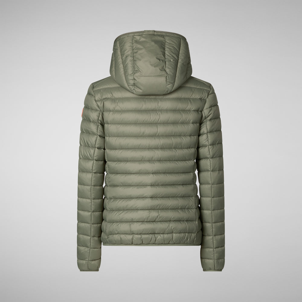 Save The Duck PIUMINO ANIMAL FREE CON CAPPUCCIO DONNA DAISY VERDE LIME