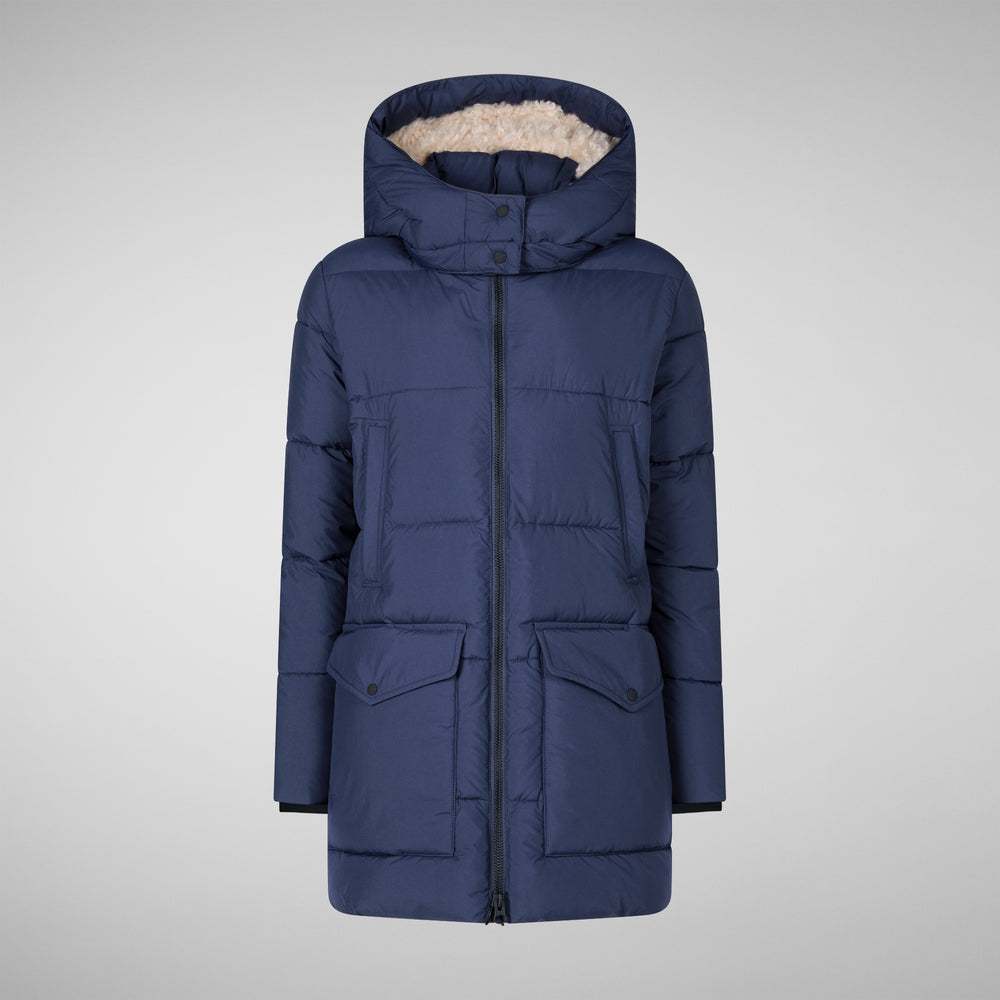 Save The Duck PIUMINO ANIMAL FREE CON CAPPUCCIO DONNA FARRAH BLU NAVY