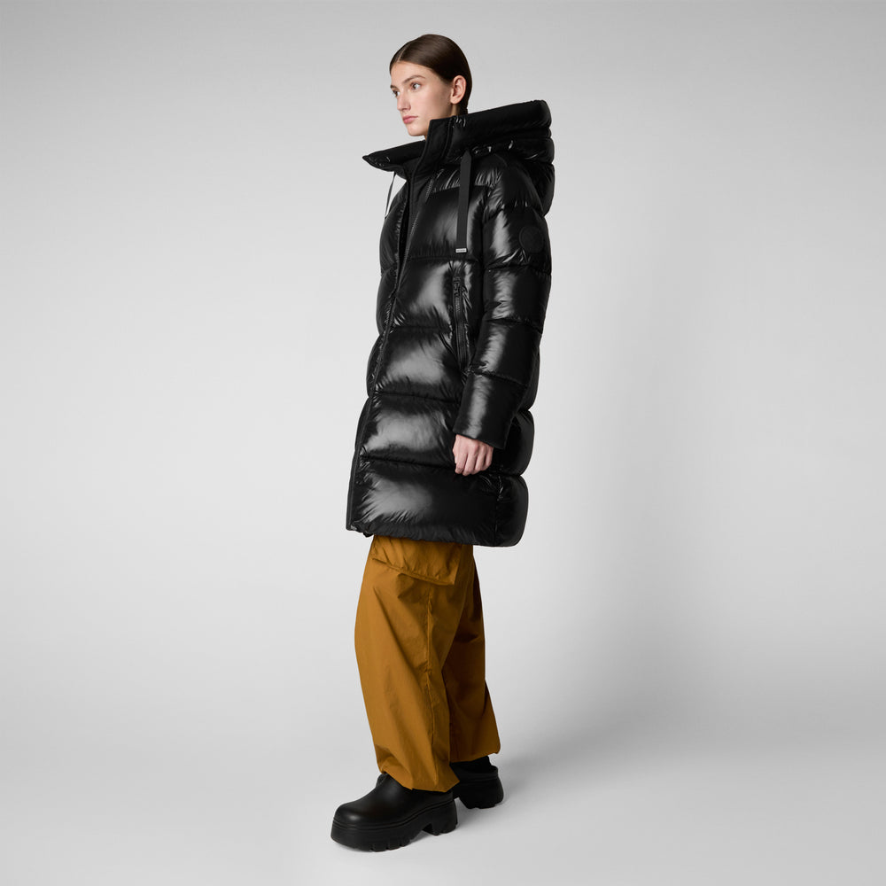 Save The Duck PIUMINO ANIMAL FREE CON CAPPUCCIO DONNA ISABEL NERO