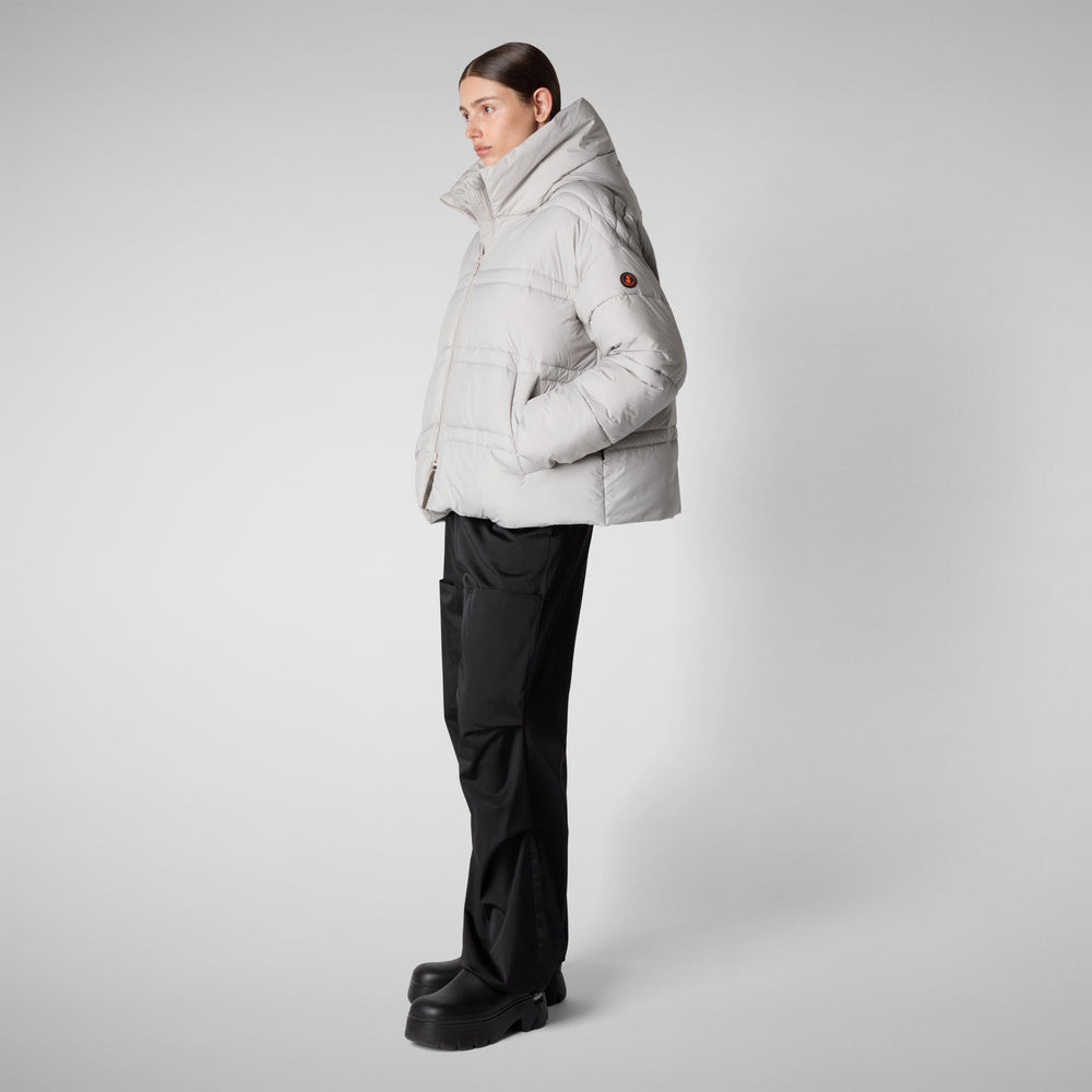 Save The Duck PIUMINO ANIMAL FREE CON CAPPUCCIO DONNA KERI BEIGE CHIARO