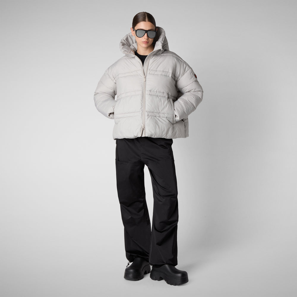 Save The Duck PIUMINO ANIMAL FREE CON CAPPUCCIO DONNA KERI BEIGE CHIARO