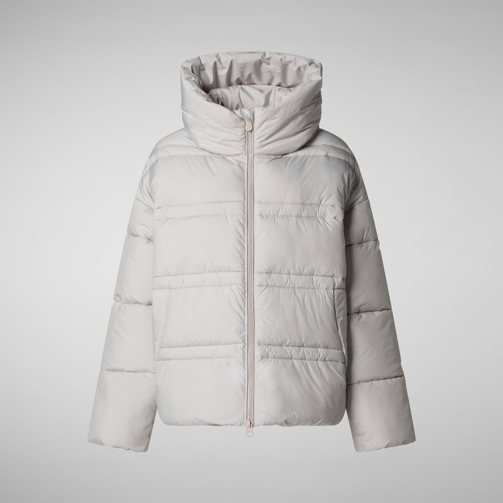 Save The Duck PIUMINO ANIMAL FREE CON CAPPUCCIO DONNA KERI BEIGE CHIARO