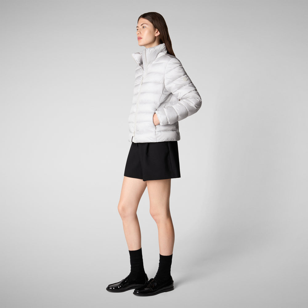 Save The Duck PIUMINO ANIMAL FREE CON CAPPUCCIO DONNA LIANA GRIGIO NEBBIA