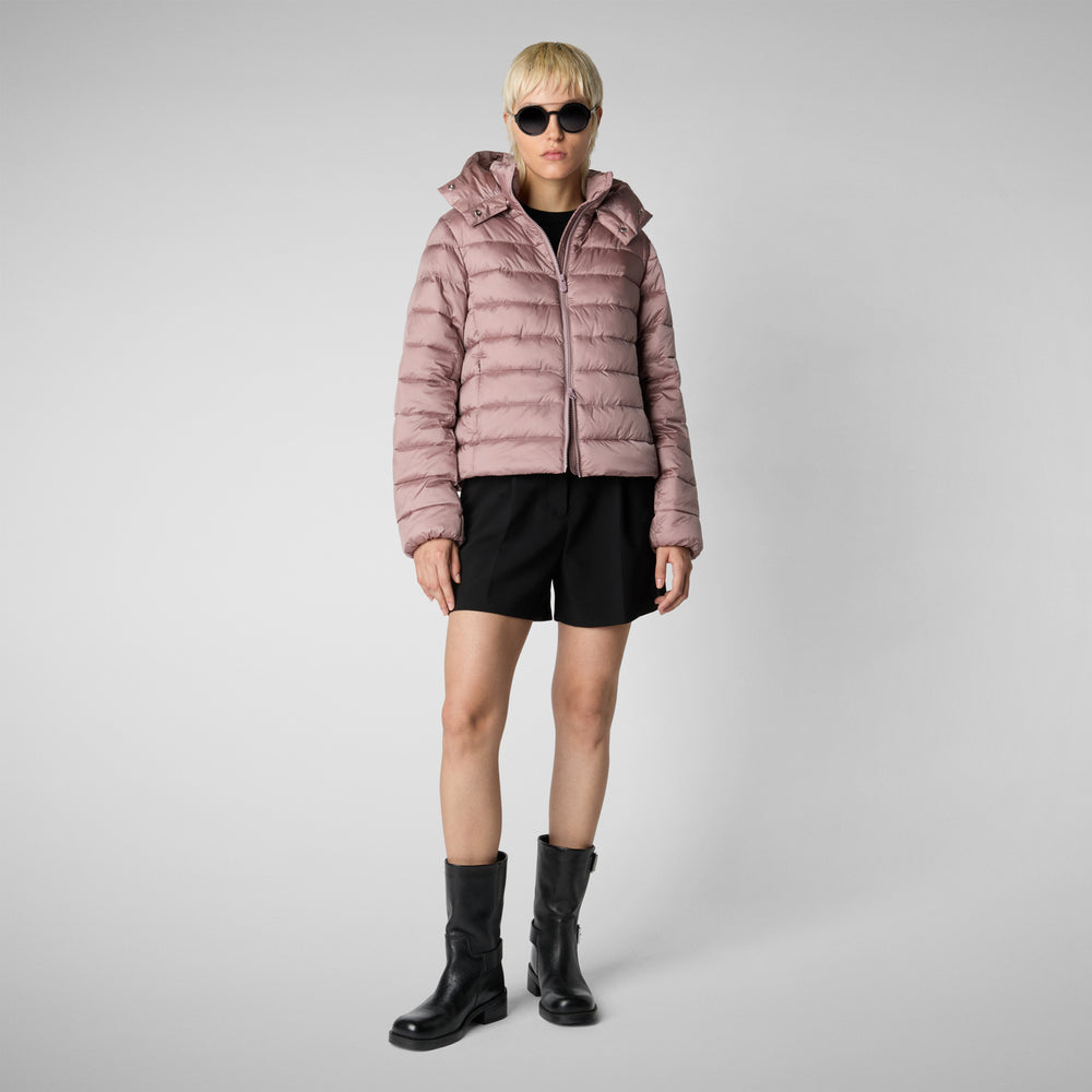 Save The Duck PIUMINO ANIMAL FREE CON CAPPUCCIO DONNA LIANA ROSA ANTICO