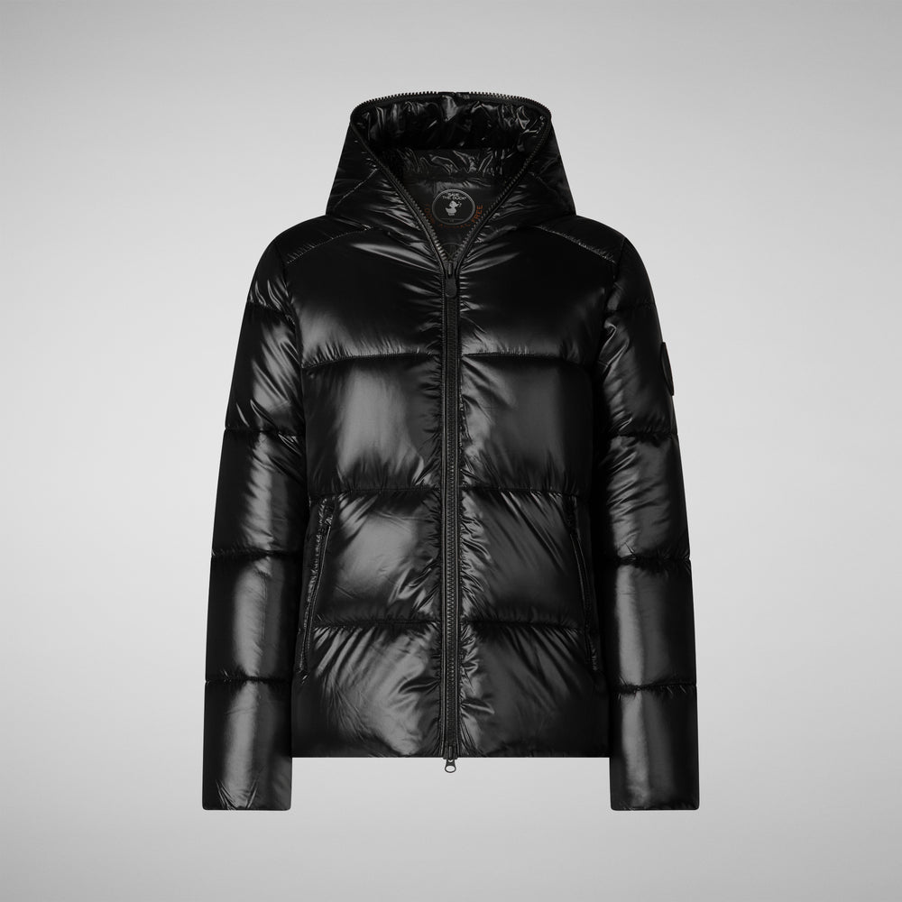 Save The Duck PIUMINO ANIMAL FREE CON CAPPUCCIO DONNA LOIS NERO