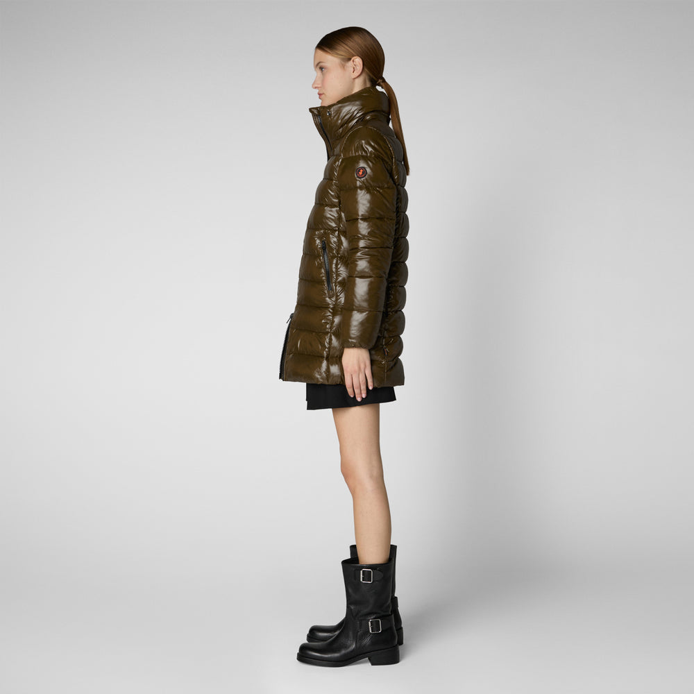 Save The Duck PIUMINO ANIMAL FREE CON CAPPUCCIO DONNA MARJORIE VERDE MILITARE