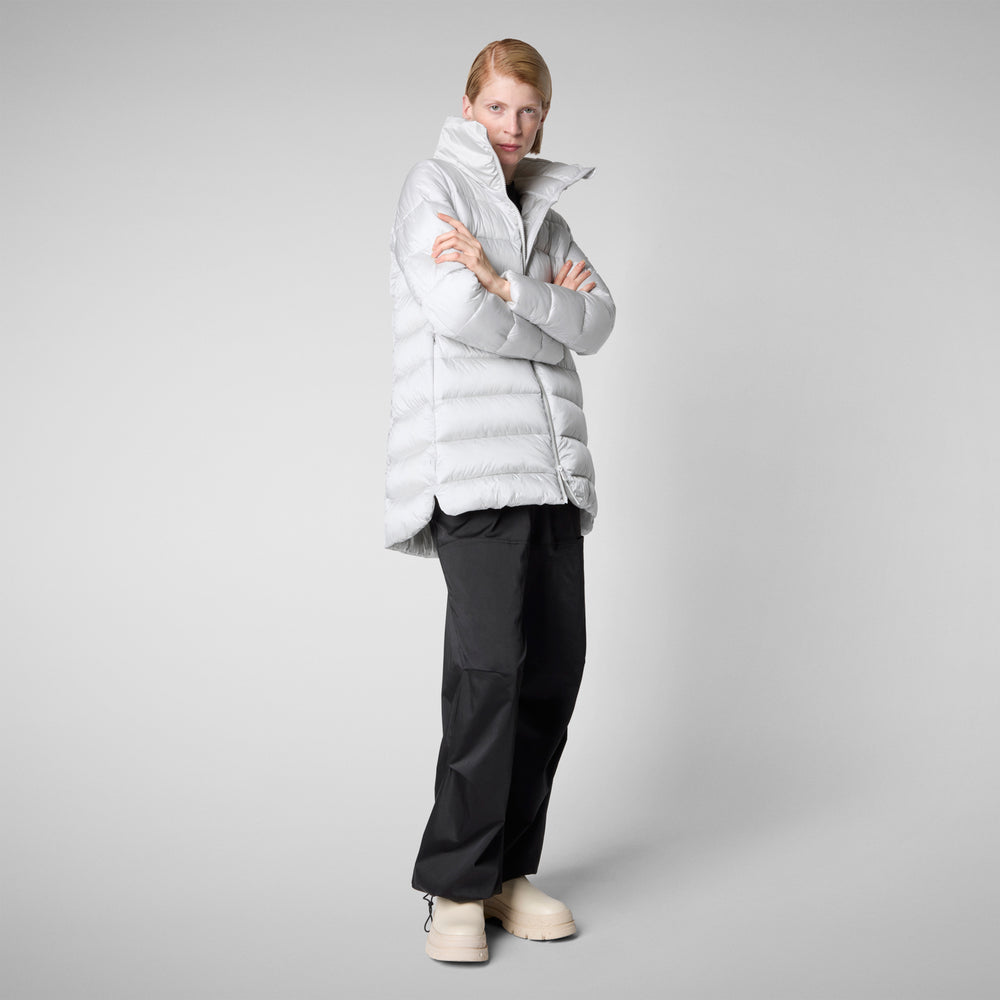 Save The Duck PIUMINO ANIMAL FREE CON CAPPUCCIO DONNA MATILDA GRIGIO NEBBIA