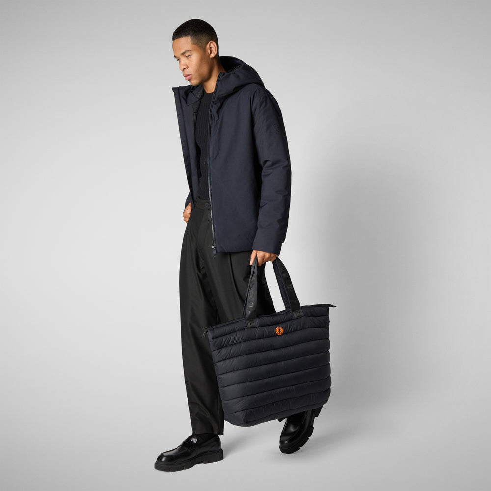 Save The Duck PIUMINO ANIMAL FREE CON CAPPUCCIO UOMO BARNABY BLU NERO