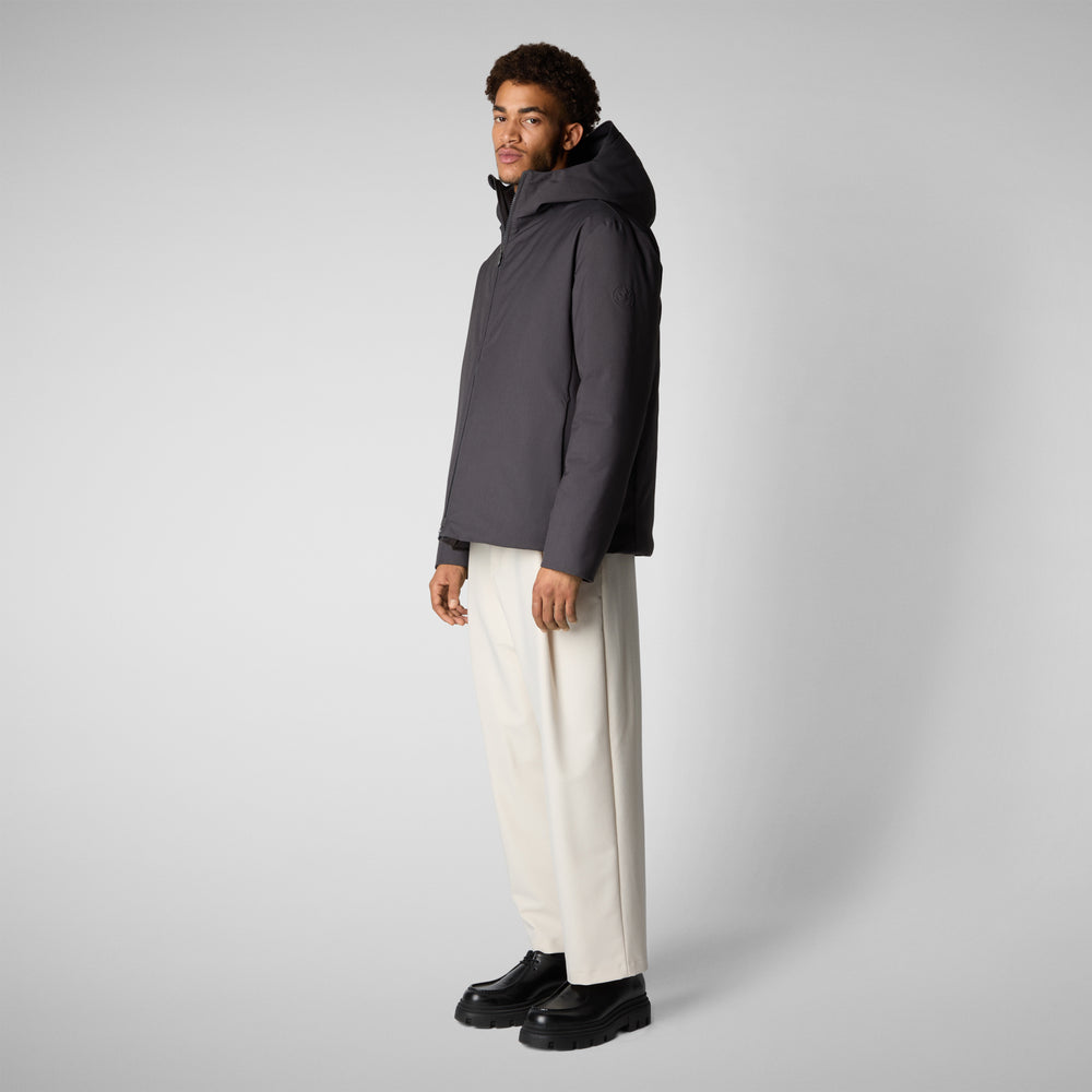 Save The Duck PIUMINO ANIMAL FREE CON CAPPUCCIO UOMO BARNABY GREY MELANGE