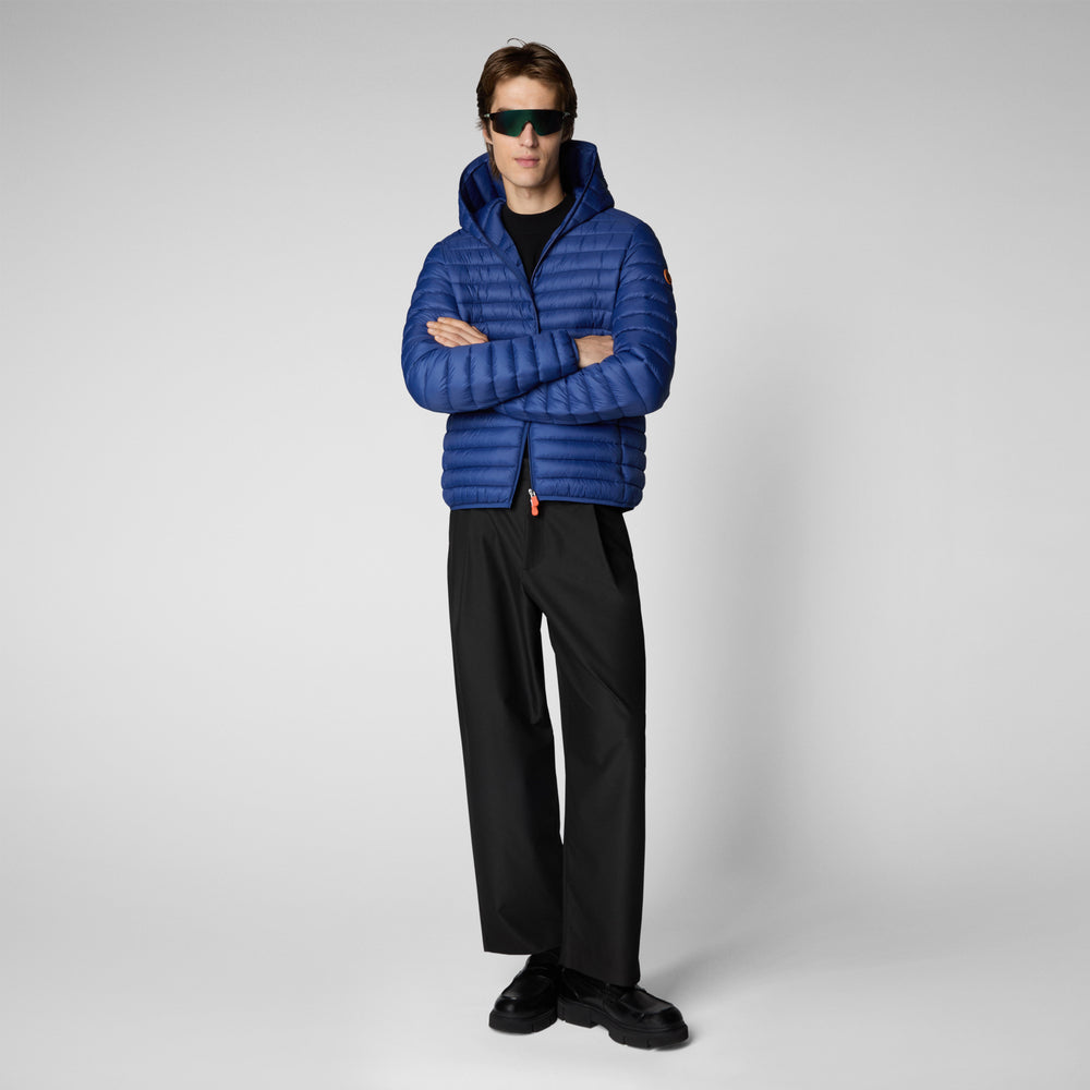 Save The Duck Piumino Animal Free Con Cappuccio Uomo Donald Blu Elettrico